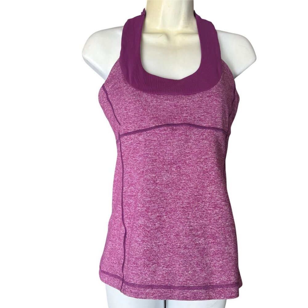Lululemon Racerback Activewear Tank Top Size 8 Purple‎ logo Gym sporty workwear